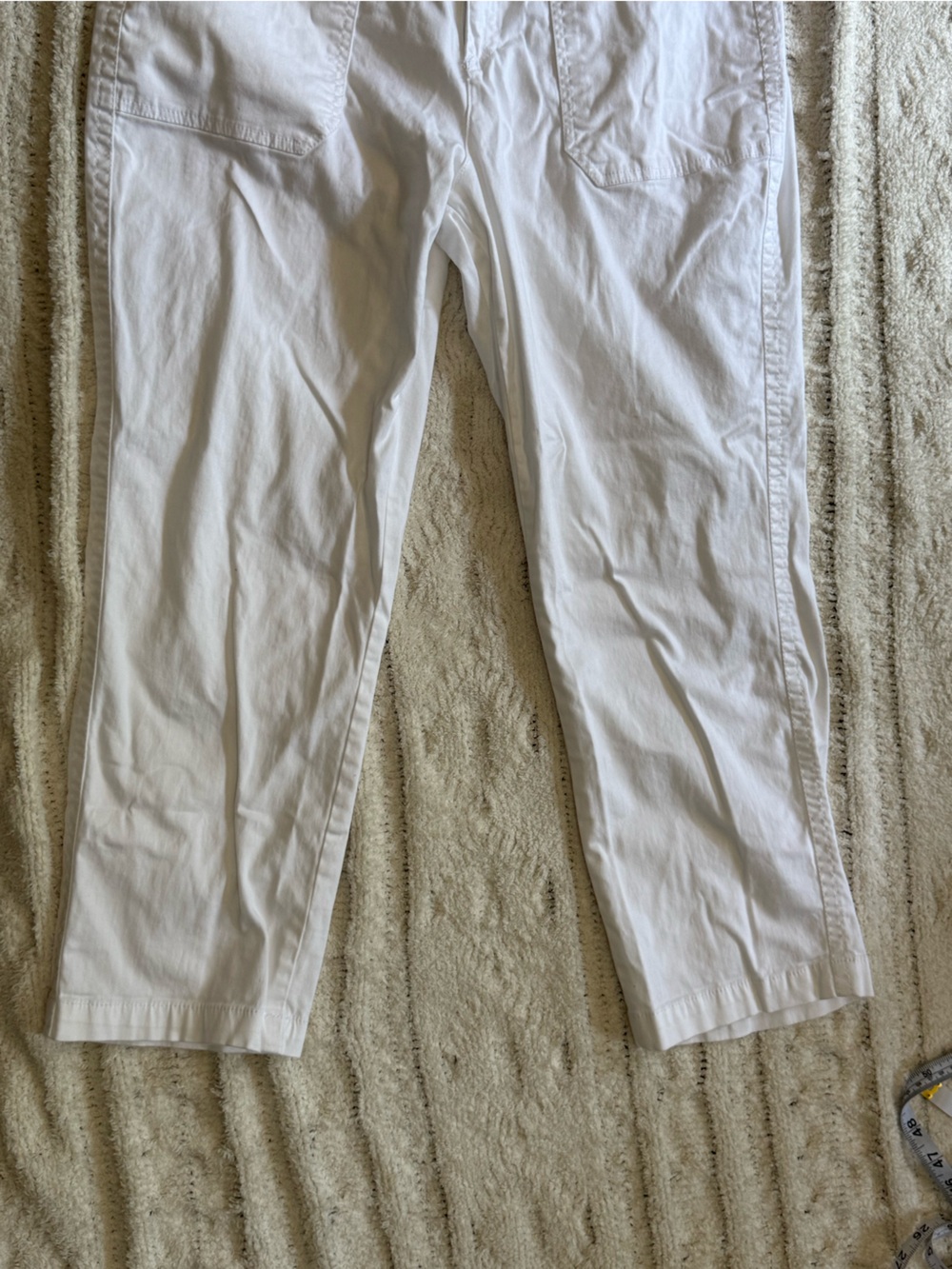 ONE5ONE White Cropped Pants Floral Waistband Stretch Cotton Size 10 - Picture 5 of 14